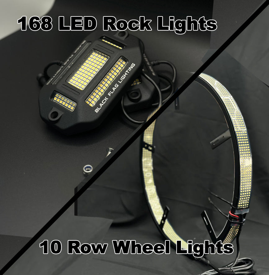Gold Bundle Pure White - 10 Row Wheel Lights & 168 LED Rock Lights