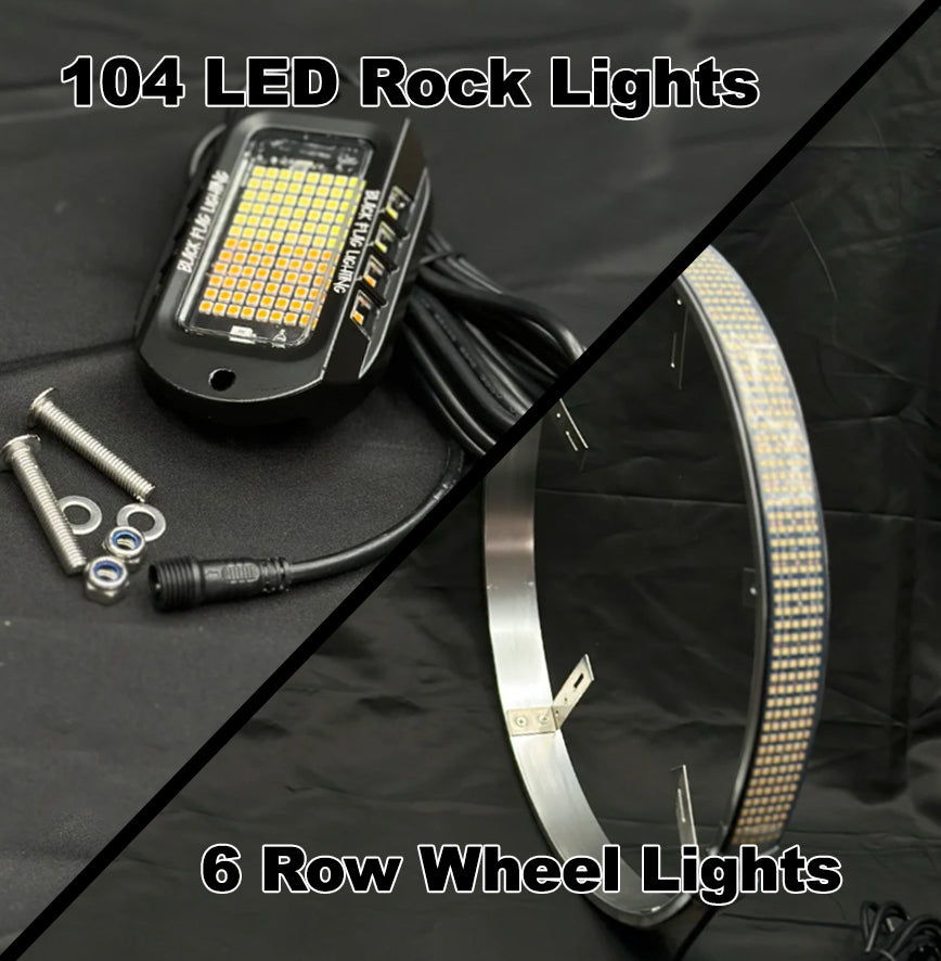 Gold Bundle Switchback - 104 LED Rock Lights & 6 Row Wheel Lights