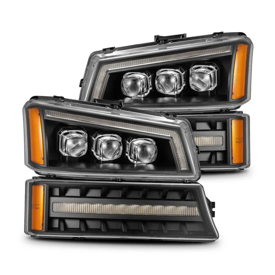 AlphaRex (NOVA-Series) (03-06) Chevrolet Silverado Projector Headlights with LED Bumper Lights - Black