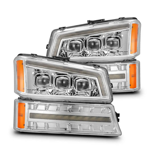 AlphaRex (NOVA-Series) (03-06) Chevrolet Silverado Projector Headlights with LED Bumper Lights - Chrome