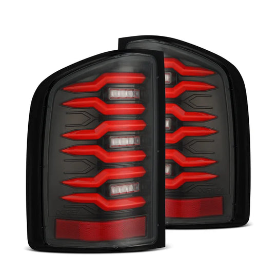 AlphaRex (LUXX-Series) 2007-2013 Chevrolet Silverado LED Tail Lights - Black Red