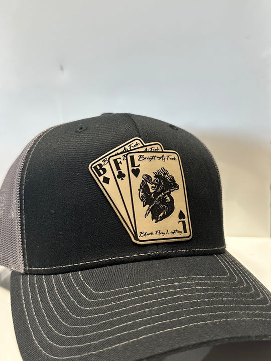 Black & Grey Curved Trucker Deck of Cards Hat