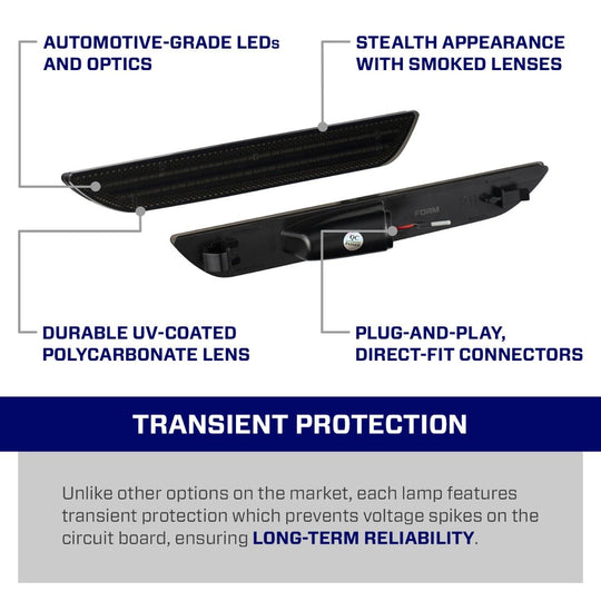 2015-2023 Mustang Smoked LED Rear Side Markers