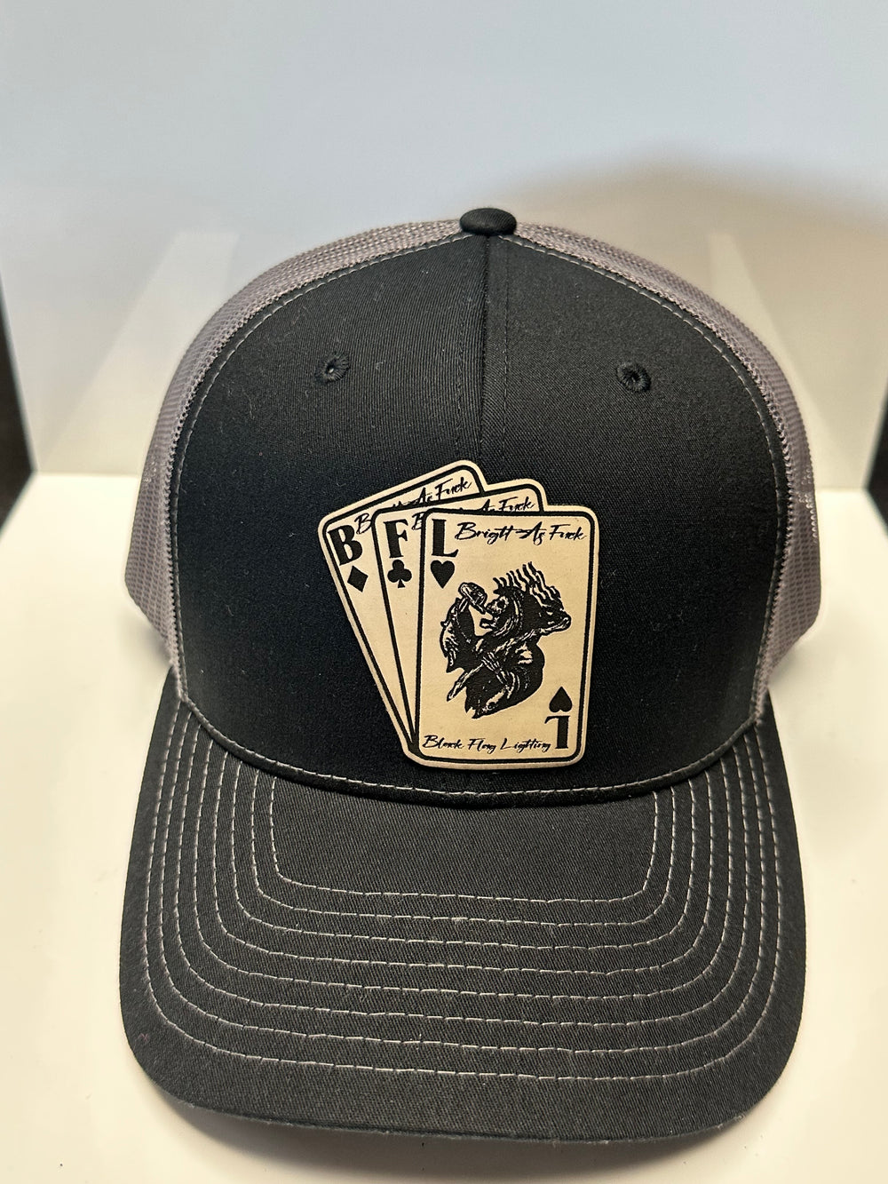 Black & Grey Curved Trucker Deck of Cards Hat