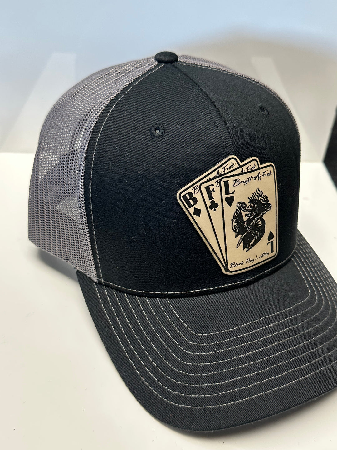 Black & Grey Curved Trucker Deck of Cards Hat