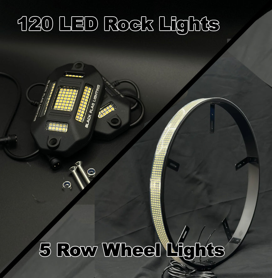 Silver Bundle Pure White - 120 LED Rock Lights & Quad Row Wheel Lights