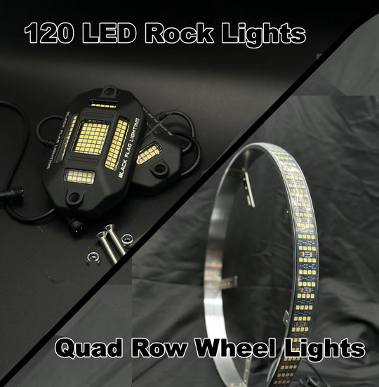 Silver Bundle Pure White - 120 LED Rock Lights & Quad Row Wheel Lights